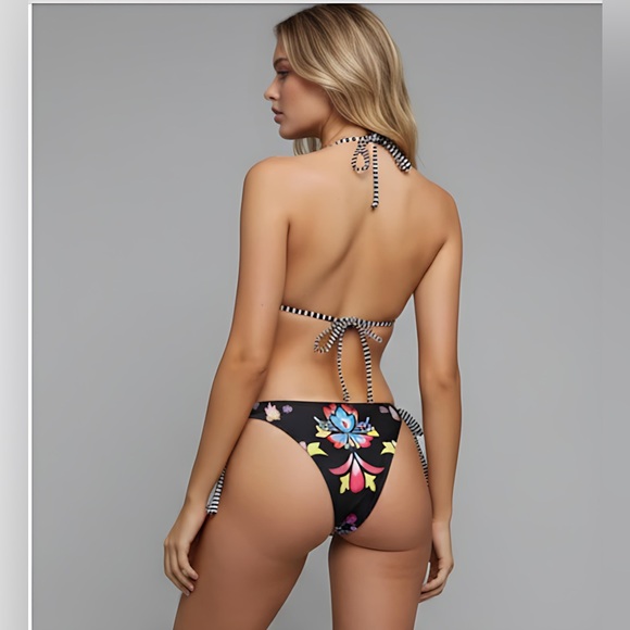 Boho Floral Print Tie Side Bikini Swimsuit Bathing Suit - Picture 2 of 8